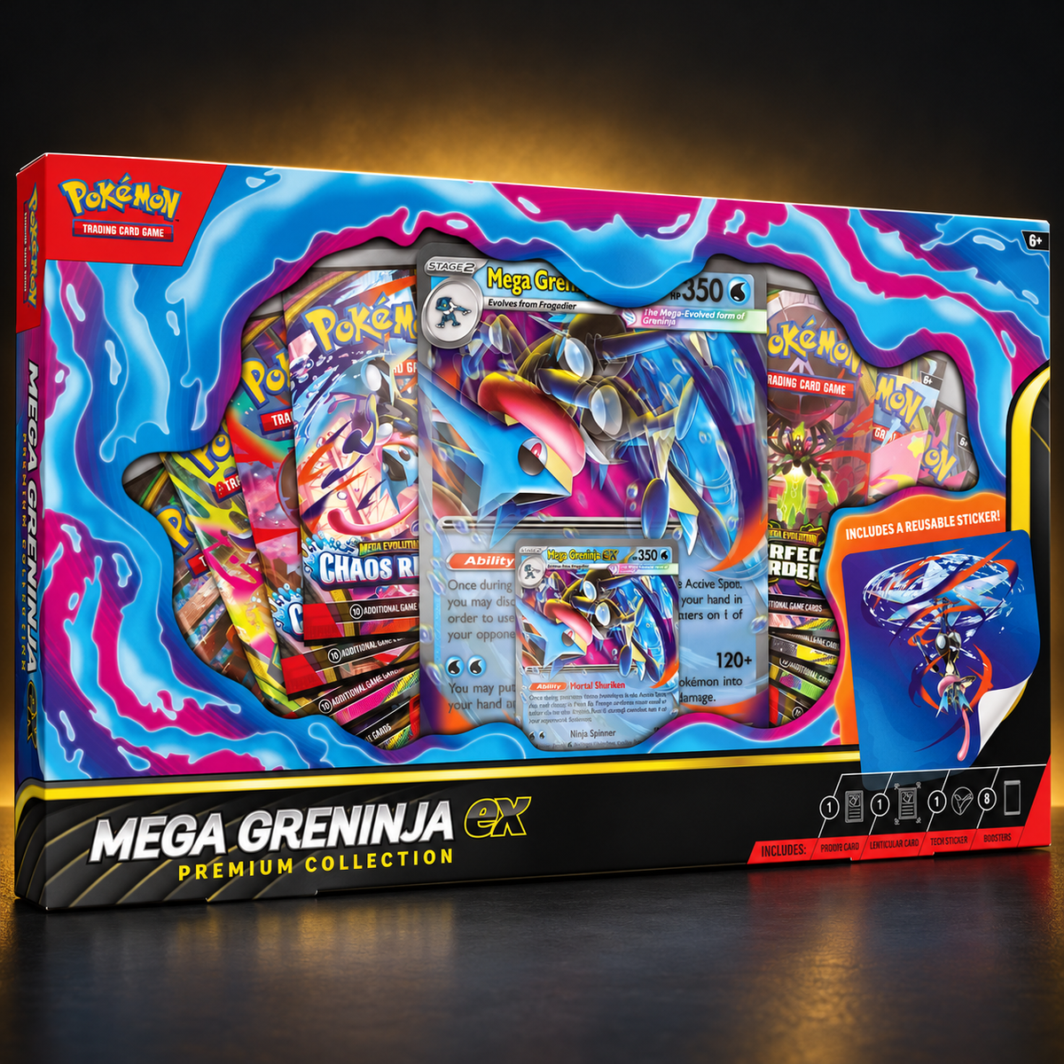 Mega Greninja ex Premium Collection — angled view of sealed box