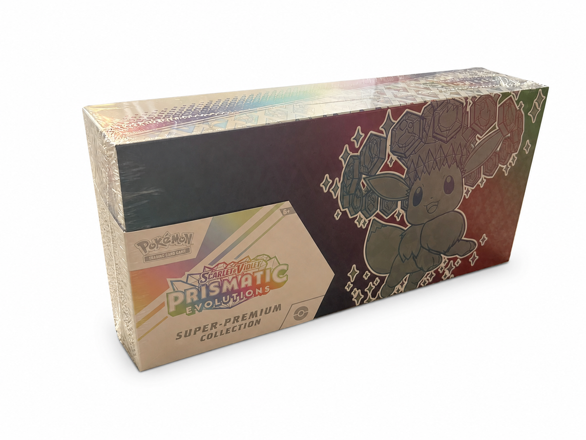 Sealed Pokémon TCG Prismatic Evolutions Super-Premium Collection on a clean white background